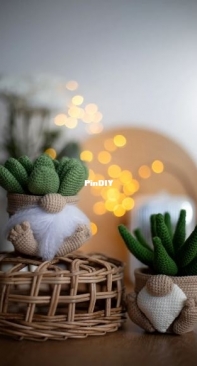 Dorogina Toys - Knitted World by Elena - Elena Dorogina - Ornamental Gnome Pot with succulents