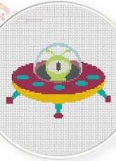 Daily Cross Stitch - Alien in UFO