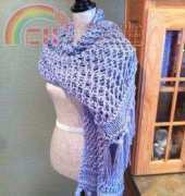 Easy 2-Strand Chunky Lace Prayer Shawl with Garter and Stockinet Stitch Borders by Louis Chicquette