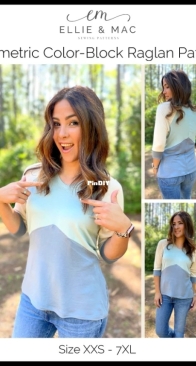 Ellie and Mac - Geometric Color-Block Raglan - Sizes XXS-7XL - English + French