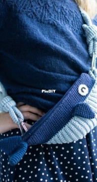 Garnknuten - Veronica Lönnqvist - Wally the Whale bag and pouch