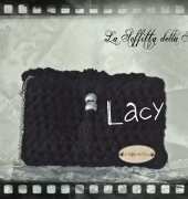 Crocheted black lacy purse