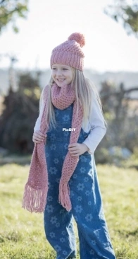 Hatchet Beanie and Scarf 7929 by Elle Yarns - Free