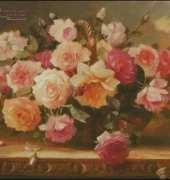 Art-goblen - Basket With Roses - Still Life by S Nedelcheva
