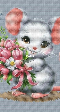 Marshmallow Witch - Zephyr Witch - Little Mouse with tulips by Asya Pristavova XSD