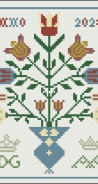 Modern Folk Embroidery - Tulip Vase Pincushion  XSD+PCS