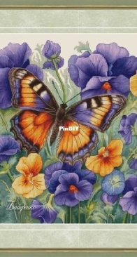 Butterfly on Pansies by Inna Baydenko / Baidenko SAGA