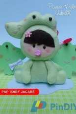 Pano Velho Ateliê - Felting Baby Alligator - Portuguese - Free