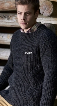 Mens Cabled Sweater N041833 by Saara Toikka - Novita Talvi 4/2018 - Free