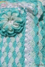 Lyubava Crochet - Turquoise Sea Shell Baby Blanket with 3D Flower