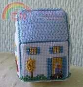 Small Town in 3D Cross Stitch - Blue light house