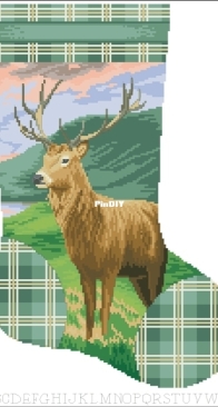 Voor de stoere mannen/Highland Stag Stocking by Lucie Heaton from Borduurblad 91 XSD