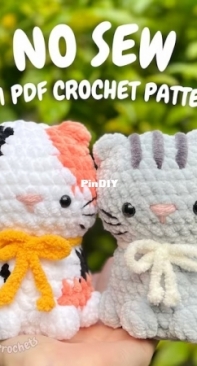 AQcrochets - Ashley Lee - No Sew Calico Cat and Solid - Colored Cat