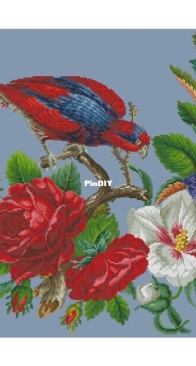 A0149 Oval Floral Parrot by Aysegul Elif