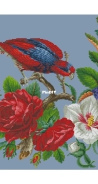A0149 Oval Floral Parrot by Aysegul Elif