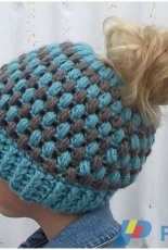 Mountain Mommys Crochet - Puff Stitch Messy Bun Beanie