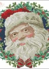Santa Wreath from the 2009 Cross Stitch Needlework Keepsake Calendar