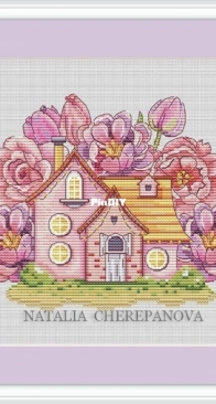 Pink Flowered House by Natalia Cherepanova