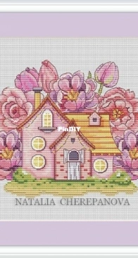 Pink Flowered House by Natalia Cherepanova