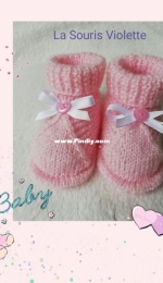 La Souris Violette - Baby booties 0-3 month - french - free