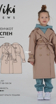 Viki Sews - Aspen Trench Coat for Girls - Тренчкот Эспен девочки - Sizes 110-128 - Russian