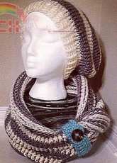 Hooks and Heels - Regina S Graham- Stripey Mod with a Twist Cowl and Stripey Slouch Hat