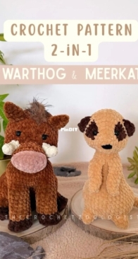 The Crochet Zoologist - EmsCosyCreatures - Emily / Em - Salsa the Warthog & Nacho the Meerkat