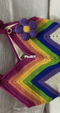 Handmade rainbow crochet bag