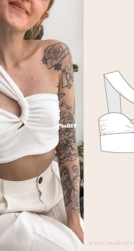 Make It Yours - The Label - Asymmetric Cross Shoulder Crop Top   - Size 34-50 - EN and DE