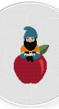 Daily Cross Stitch - Gnome on Apple