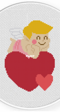 Dialy Cross Stitch - Cupid with Big Heart