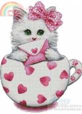 Artecy Cross Stitch - Valentine Kitty Cup by Kayomi Harai