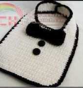 Yarn Blossom Boutique - Melissa Bradley - Baby Bib Tuxedo