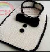 Yarn Blossom Boutique - Melissa Bradley - Baby Bib Tuxedo