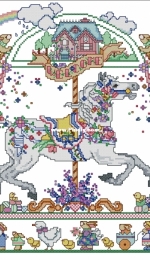 "Eggs"stra Special April from Donna Koolers Carousel Horses in Cross Stitch XSD