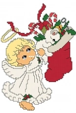 Alexstitches - Christmas baby Angel with white Cat - Free