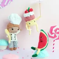 Rico Design - Ricorumi - Une Pelote de Laine - Ursula Studer - Chef Bobo and his Friends - Le Cuisinier Bobo et ses Amis - French and english - Free