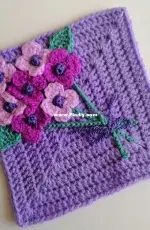 Crochet Makes Cute - Lisa Hooper - Flower Blanket - Bouquet Square - Free