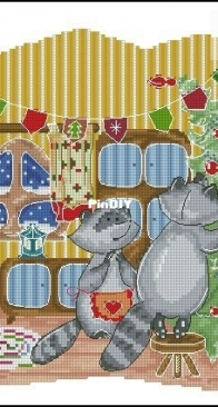 Mandarinks Design - Raccoons Are Decorating The Christmas Tree by Nadezhda Grigorieva / Grigoryeva Надежда Григорьева