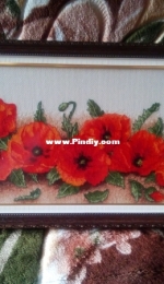 Embroidered for a friend. The painting is called "A Scattering of Poppies"