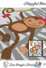 Two Magic Pixels - Playful Monkeys Blanket