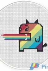 Daily Cross Stitch - Rainbow Monster
