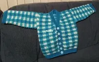Gingham baby cardigan