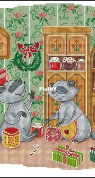 Mandarinks Design - Raccoons With Gifts by Nadezhda Grigorieva / Grigoryeva Надежда Григорьева