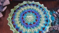 Multicolored crochet doily