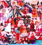 Hand-embroidered Santas