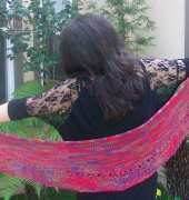 The Harem Crescent Shaped Ribbed and Lace Shawlette or Scarf by Pam Jemelian
