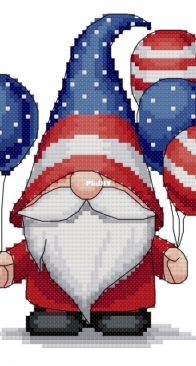 USA Balloon Gnome - 4Stitch