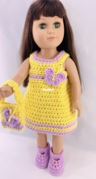 Adoring Doll Clothes - Pamela Barton - 18 inches Doll Rhonda’s Butterfly Dress