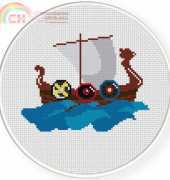 Daily Cross Stitch - Viking Warrior and Ship
